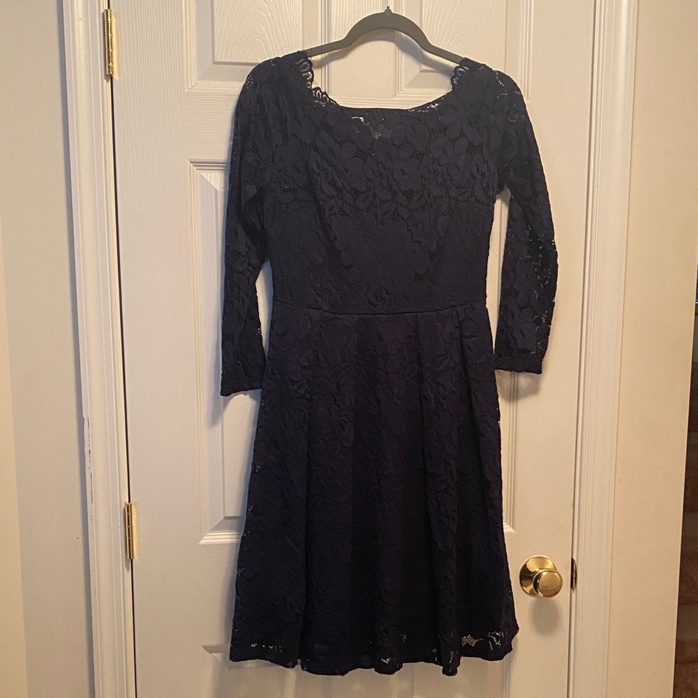 Miss May Elegant Navy Lace Dress…size M
